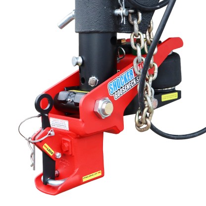 Shocker Multi-Fit Gooseneck Air Hitch & Shift Lock Coupler -Fits 4"& 100mm Round Stem with Straight or Angled Pin Holes (Patent Pending)