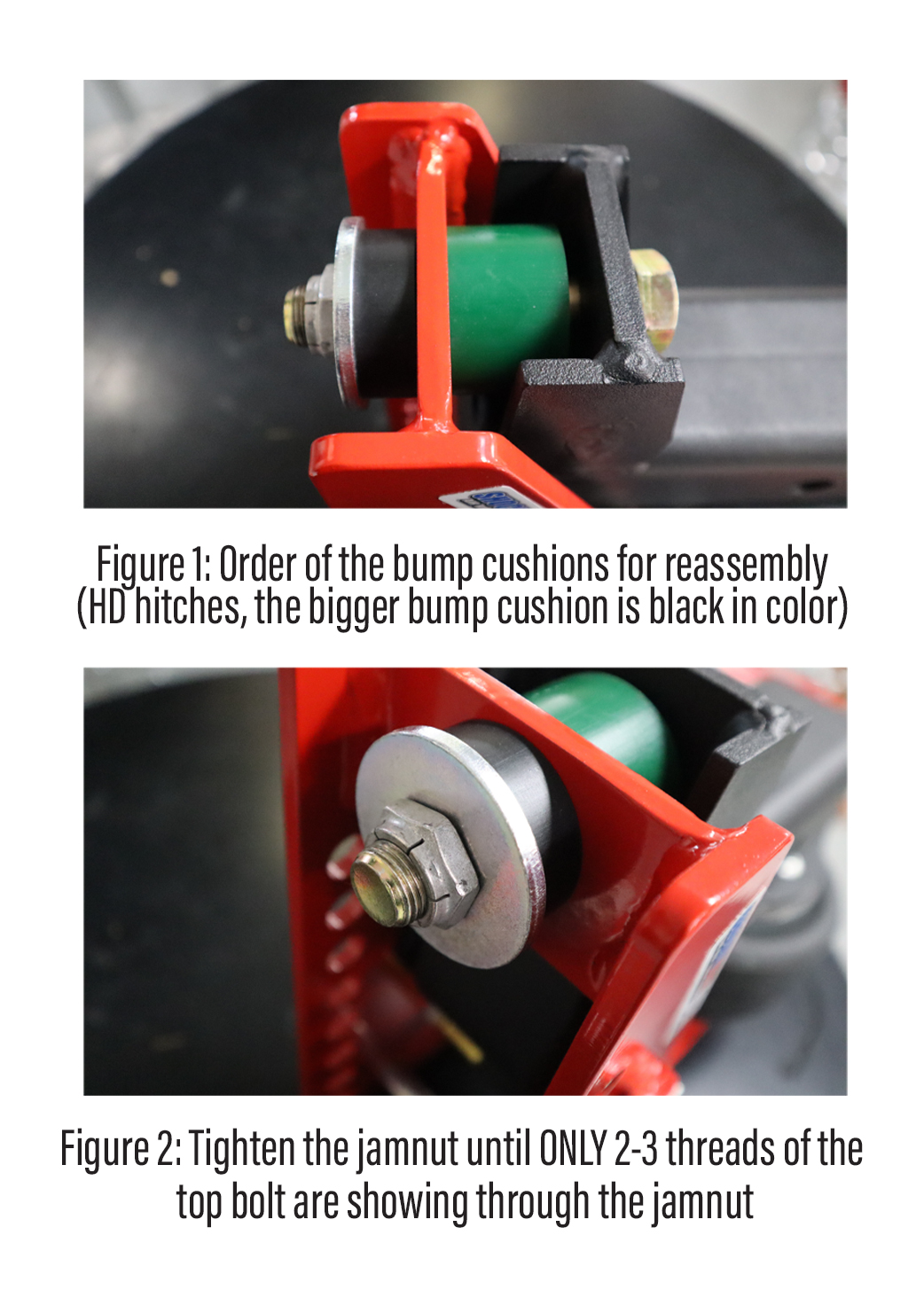 Air receiver hitch: bump cushion assembly order and correct nut position